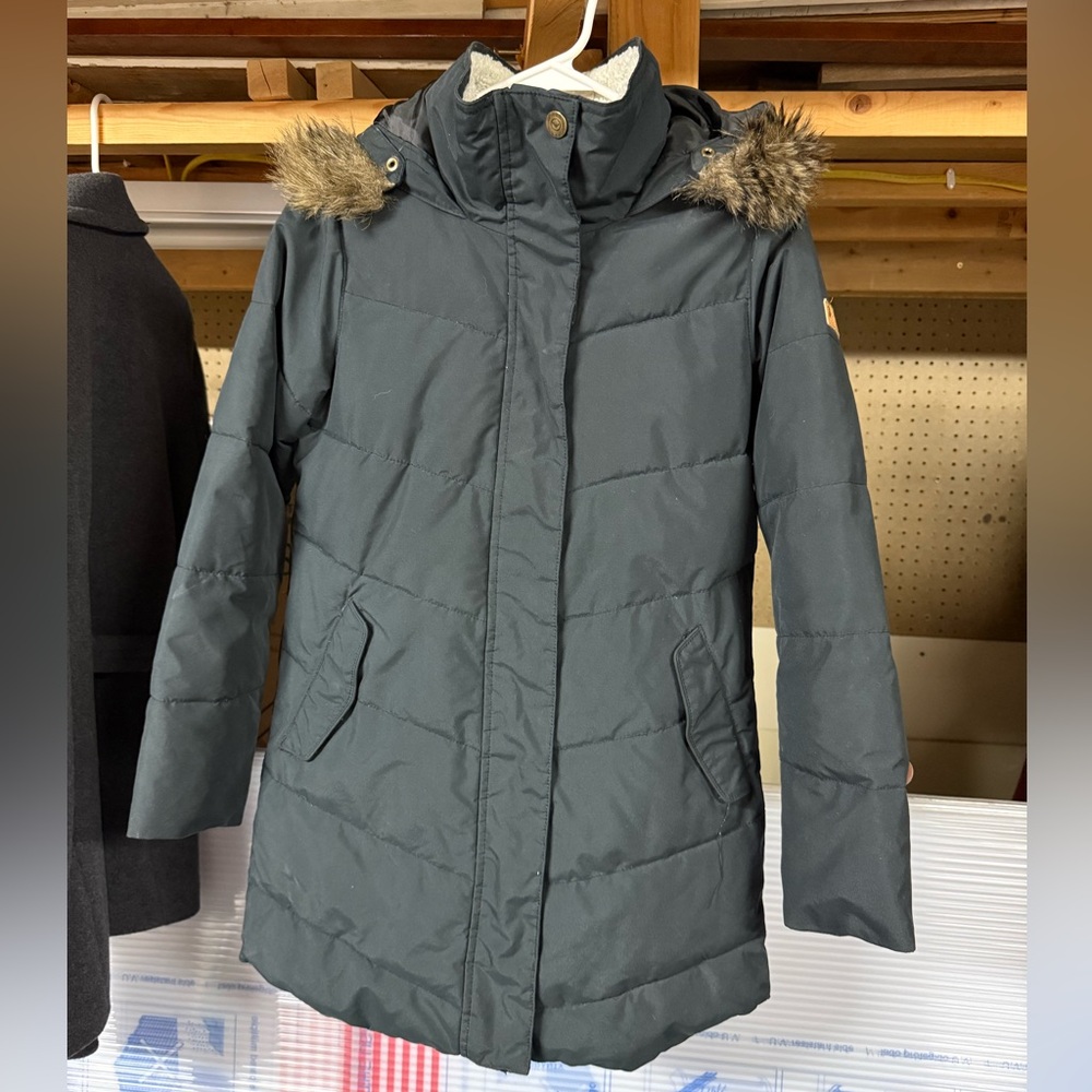 Roxy Dark Gray Ski Jacket with Faux Fur Hood